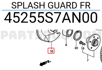 Honda 45255S7AN00 SPLASH GUARD FR