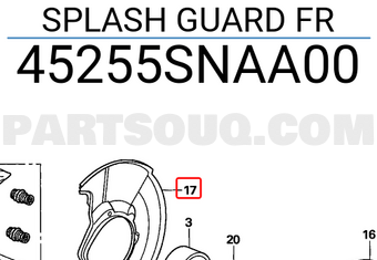 Honda 45255SNAA00 SPLASH GUARD FR