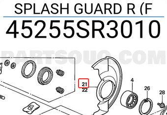 Honda 45255SR3010 SPLASH GUARD R (F