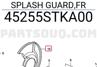 Honda 45255STKA00 SPLASH GUARD,FR