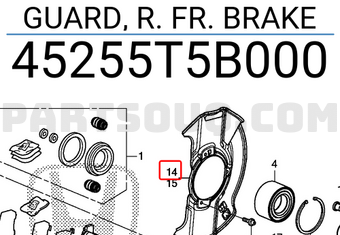 Honda 45255T5B000 GUARD, R. FR. BRAKE
