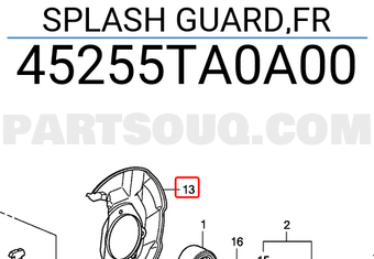 Honda 45255TA0A00 SPLASH GUARD,FR