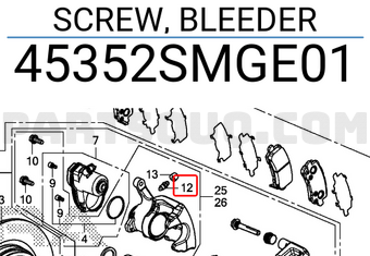 Honda 45352SMGE01 SCREW, BLEEDER