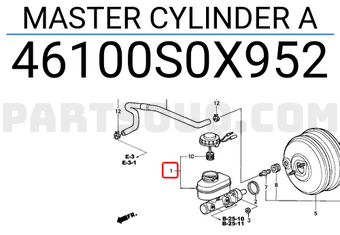 Honda 46100S0X952 MASTER CYLINDER A