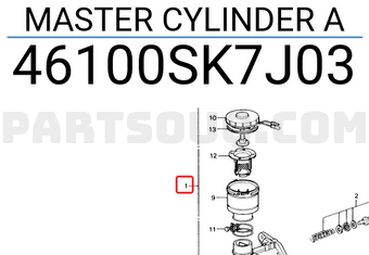 Honda 46100SK7J03 MASTER CYLINDER A