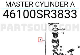 Honda 46100SR3833 MASTER CYLINDER A