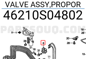 Honda 46210S04802 VALVE ASSY,PROPOR