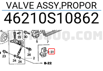 Honda 46210S10862 VALVE ASSY,PROPOR