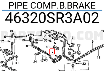 Honda 46320SR3A02 PIPE COMP.B,BRAKE