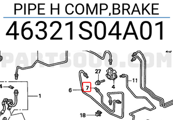 Honda 46321S04A01 PIPE H COMP,BRAKE