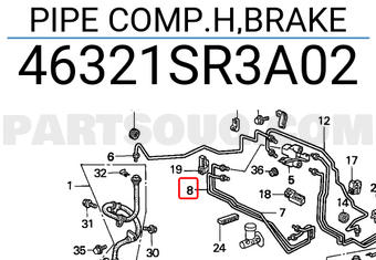 Honda 46321SR3A02 PIPE COMP.H,BRAKE