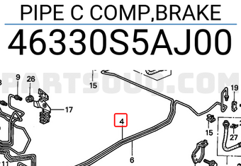 Honda 46330S5AJ00 PIPE C COMP,BRAKE