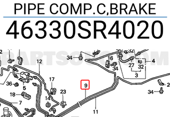 Honda 46330SR4020 PIPE COMP.C,BRAKE