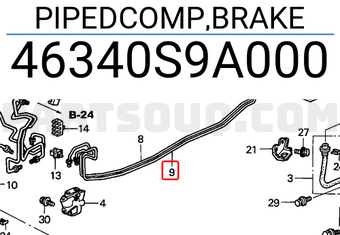 Honda 46340S9A000 PIPEDCOMP,BRAKE