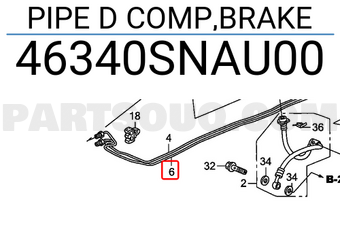 Honda 46340SNAU00 PIPE D COMP,BRAKE