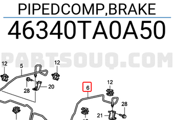 Honda 46340TA0A50 PIPEDCOMP,BRAKE