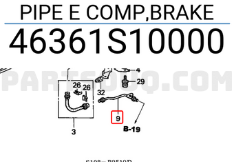 Honda 46361S10000 PIPE E COMP,BRAKE