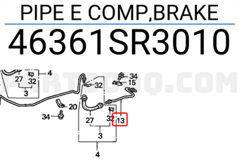 Honda 46361SR3010 PIPE E COMP,BRAKE