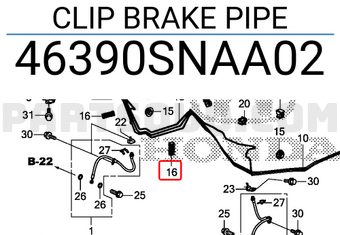Honda 46390SNAA02 CLIP BRAKE PIPE