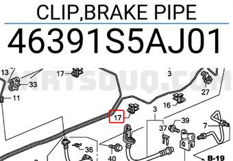 Honda 46391S5AJ01 CLIP,BRAKE PIPE