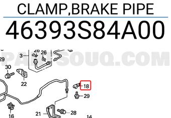 Honda 46393S84A00 CLAMP,BRAKE PIPE
