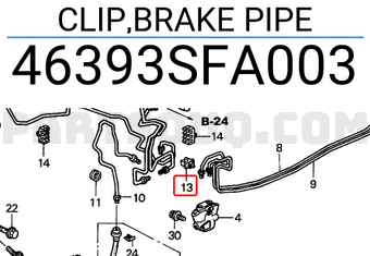Honda 46393SFA003 CLIP,BRAKE PIPE