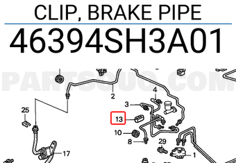 Honda 46394SH3A01 CLIP, BRAKE PIPE