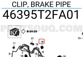 Honda 46395T2FA01 CLIP, BRAKE PIPE