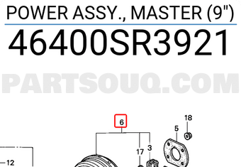 Honda 46400SR3921 POWER ASSY., MASTER (9")