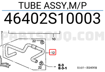 Honda 46402S10003 TUBE ASSY,M/P