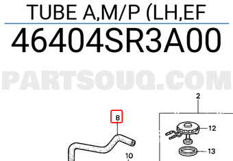 Honda 46404SR3A00 TUBE A,M/P (LH,EF