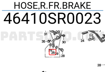 Honda 46410SR0023 HOSE,R.FR.BRAKE