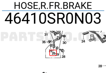 Honda 46410SR0N03 HOSE,R.FR.BRAKE