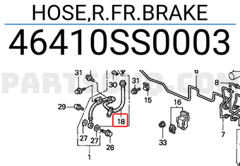 Honda 46410SS0003 HOSE,R.FR.BRAKE