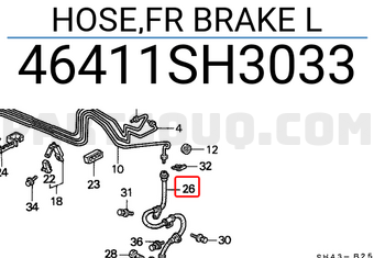 Honda 46411SH3033 HOSE,FR BRAKE L