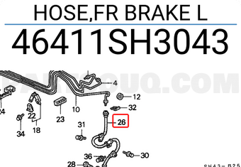 Honda 46411SH3043 HOSE,FR BRAKE L