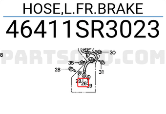 Honda 46411SR3023 HOSE,L.FR.BRAKE