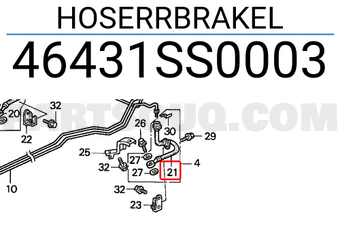 Honda 46431SS0003 HOSERRBRAKEL