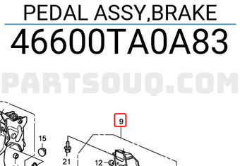 Honda 46600TA0A83 PEDAL ASSY,BRAKE