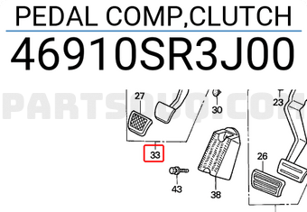 Honda 46910SR3J00 PEDAL COMP,CLUTCH