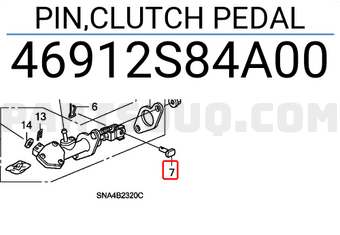 Honda 46912S84A00 PIN,CLUTCH PEDAL