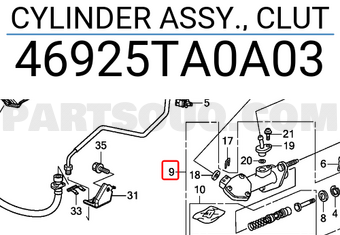 Honda 46925TA0A03 CYLINDER ASSY., CLUT