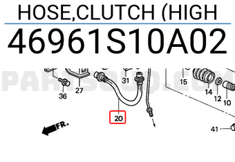 Honda 46961S10A02 HOSE,CLUTCH (HIGH