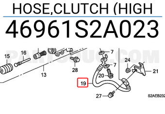 Honda 46961S2A023 HOSE,CLUTCH (HIGH