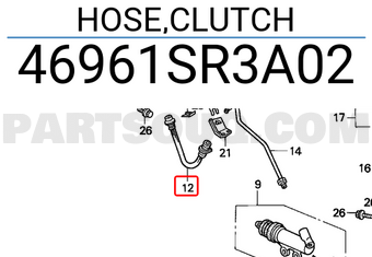 Honda 46961SR3A02 HOSE,CLUTCH