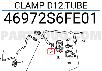 Honda 46972S6FE01 CLAMP D12,TUBE