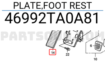 Honda 46992TA0A81 PLATE,FOOT REST
