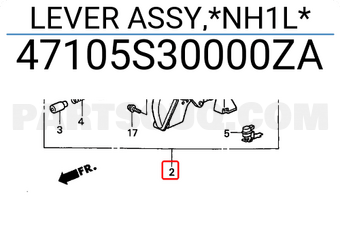 Honda 47105S30000ZA LEVER ASSY,*NH1L*
