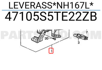 Honda 47105S5TE22ZB LEVERASS*NH167L*