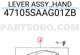 Honda 47105SAAG01ZB LEVER ASSY.,HAND